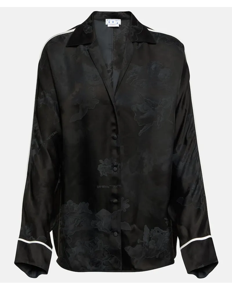 OFF-WHITE Bedrucktes Pyjama-Hemd aus Jacquard Schwarz