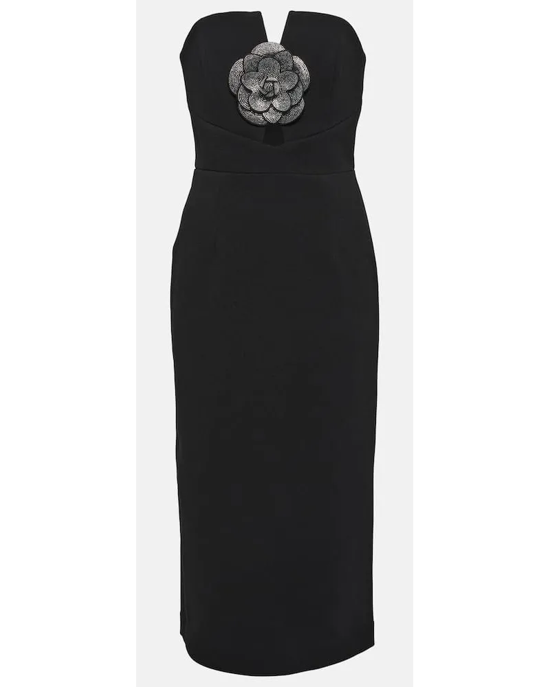 Rebecca Vallance Verziertes Midikleid Yvonne aus Crêpe Schwarz