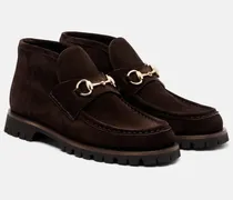 Ankle Boots Horsebit aus Veloursleder