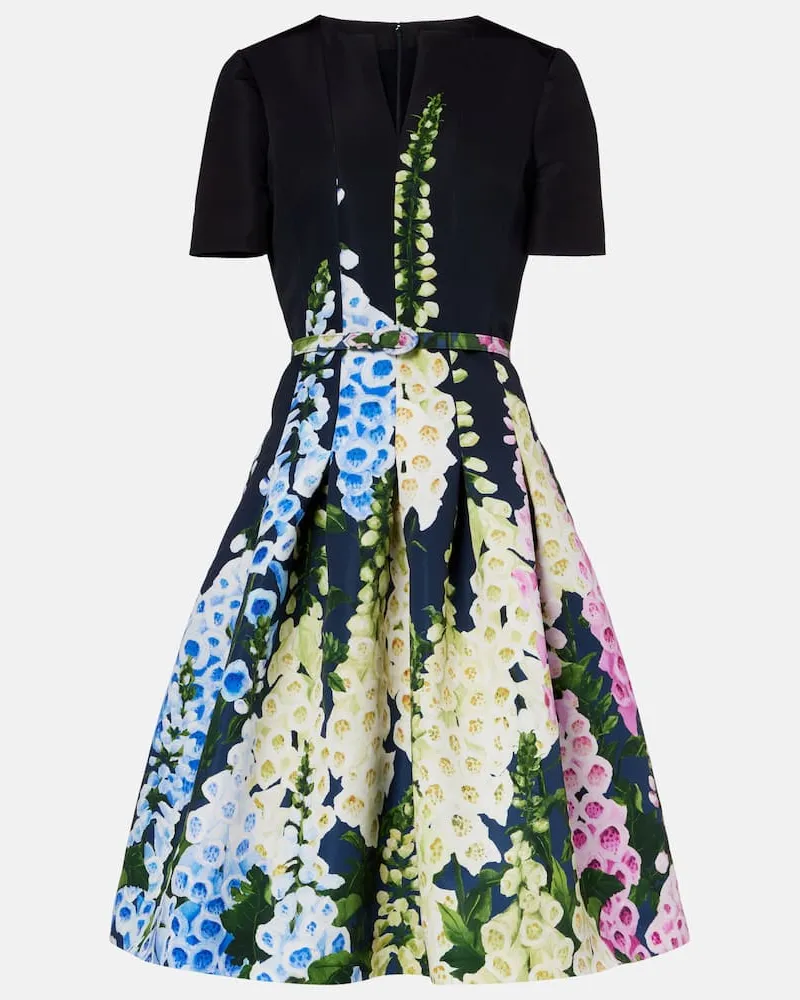 Oscar de la Renta Bedrucktes Midikleid Blau