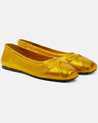 Marni Ballerinas Little Bow aus Metallic-Leder Gelb