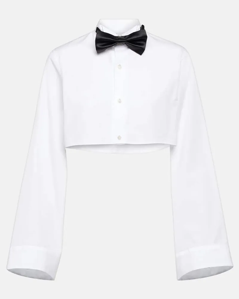 Noir Kei Ninomiya Cropped-Hemd aus Baumwolle Weiß