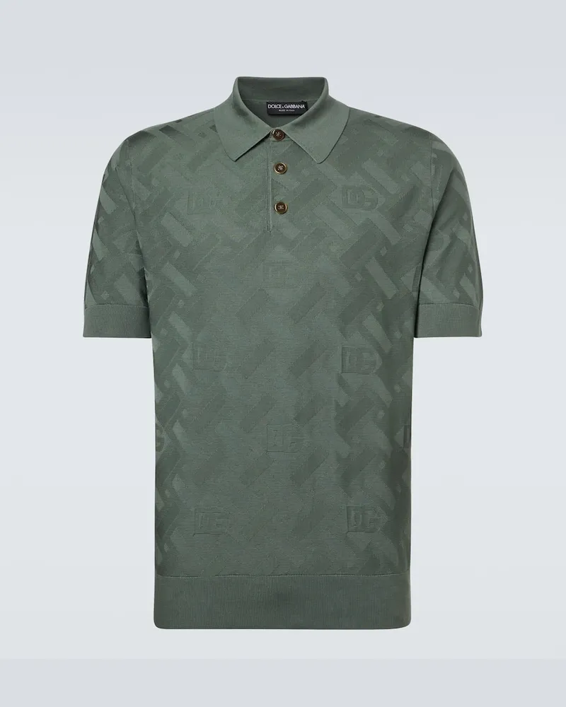 Dolce & Gabbana Polohemd DG aus Seide Grau