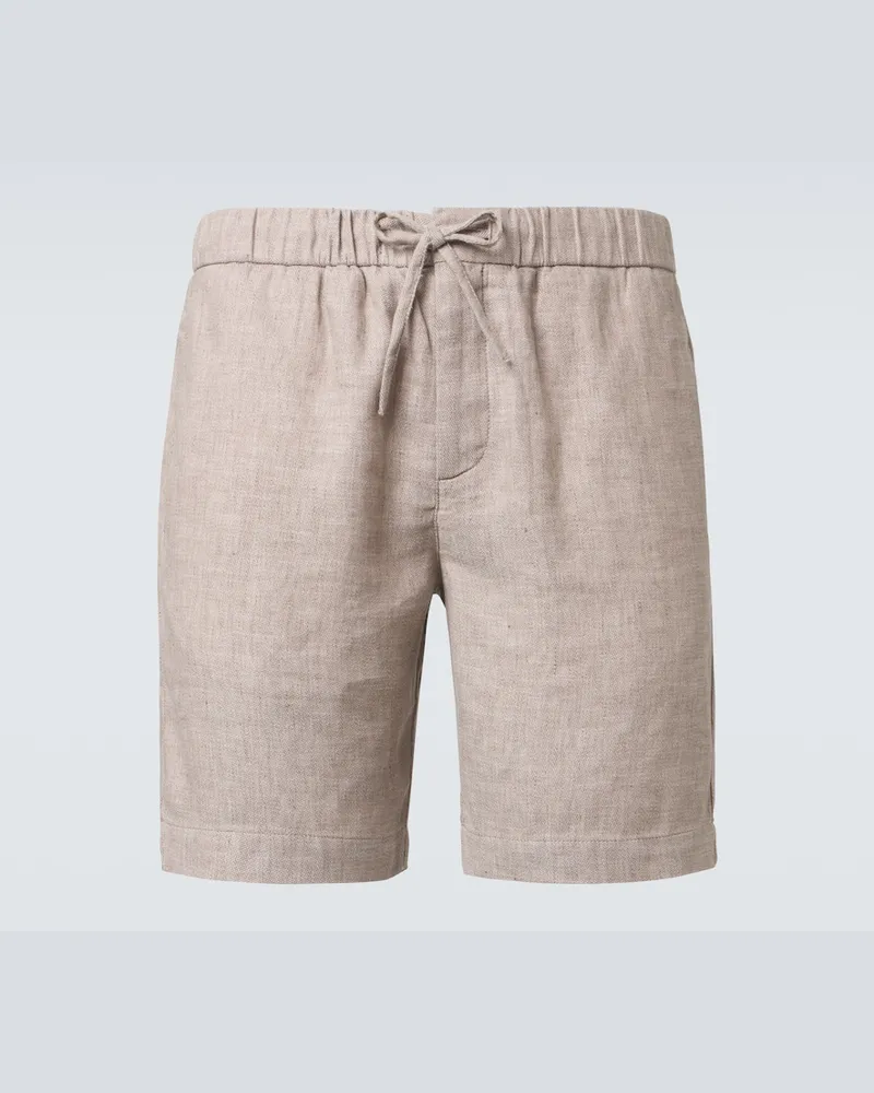 Frescobol Carioca Shorts Felipe aus Leinen und Baumwolle Beige