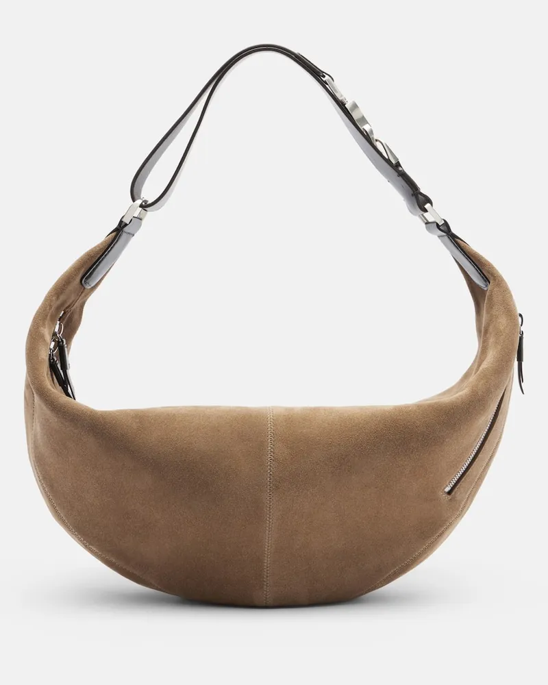 Christophe Lemaire Schultertasche Quiver Small aus Veloursleder Braun