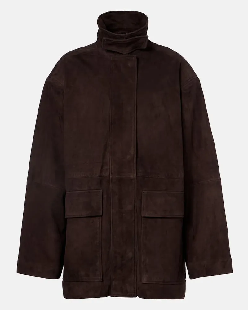 ROTATE Birger Christensen Oversize-Jacke aus Veloursleder Braun