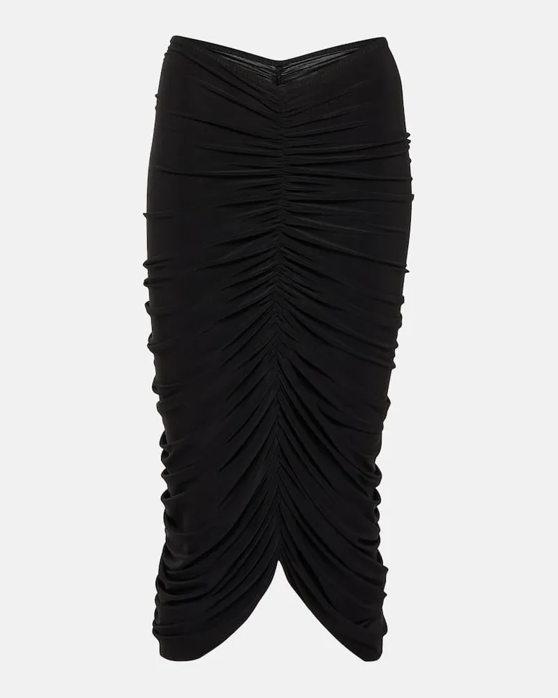 Norma Kamali High-Rise-Midirock Schwarz