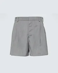 Prada High-Rise Shorts aus Wolle und Mohair Grau