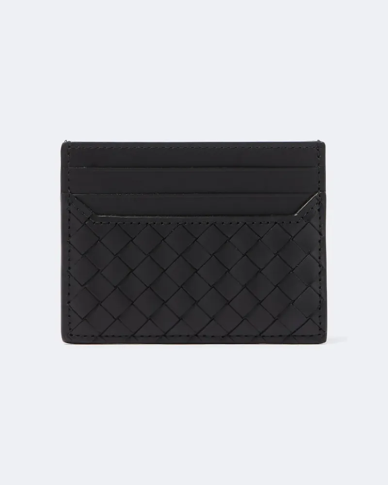 Bottega Veneta Kartenetui Intrecciato aus Leder Schwarz