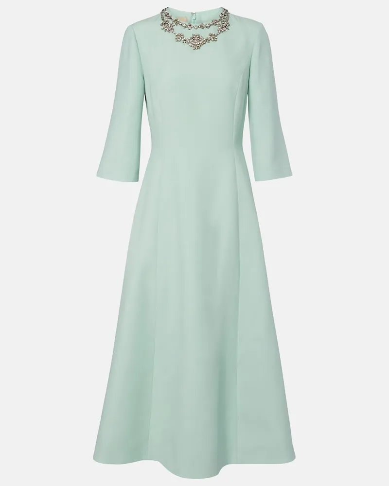 Valentino Garavani Midikleid aus Crepe Couture mit Kristallen Grün