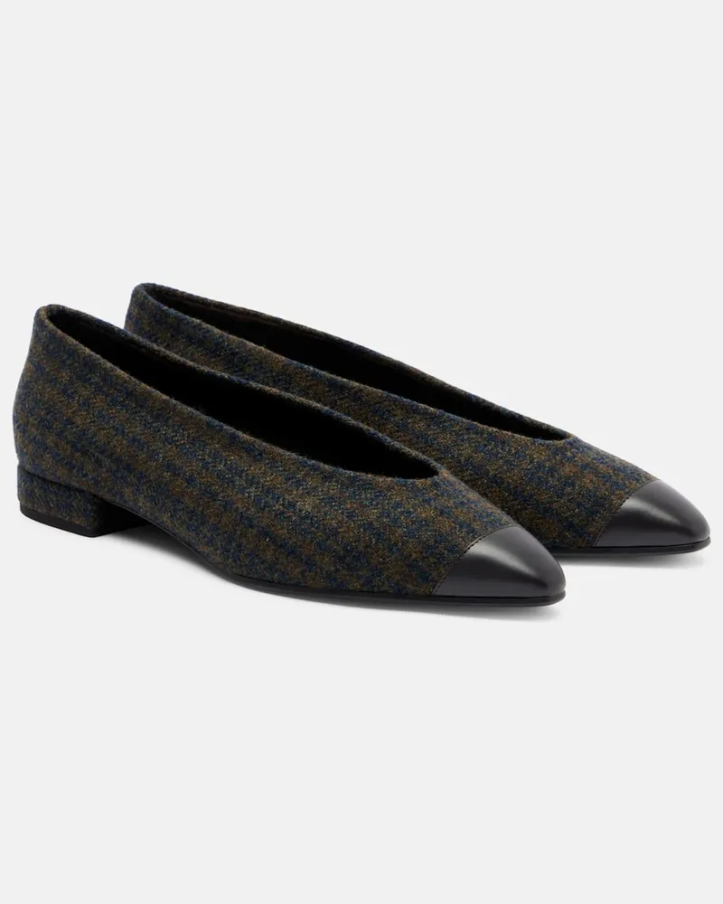 Loro Piana Ballerinas Rebecca aus Tweed mit Leder Multicolor