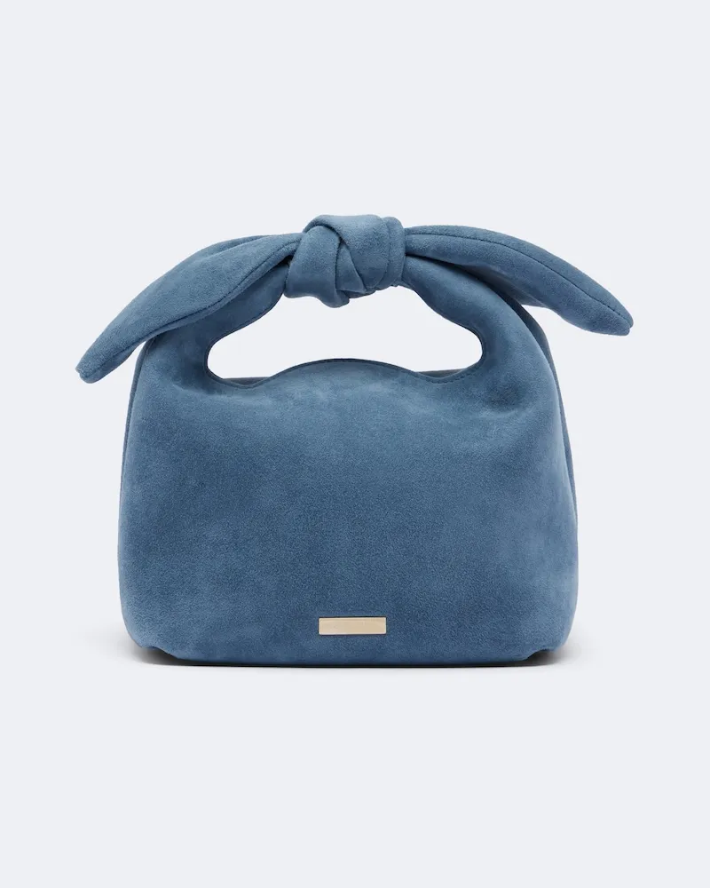 Aquazzura Henkeltasche Bow Tie Mini aus Veloursleder Blau