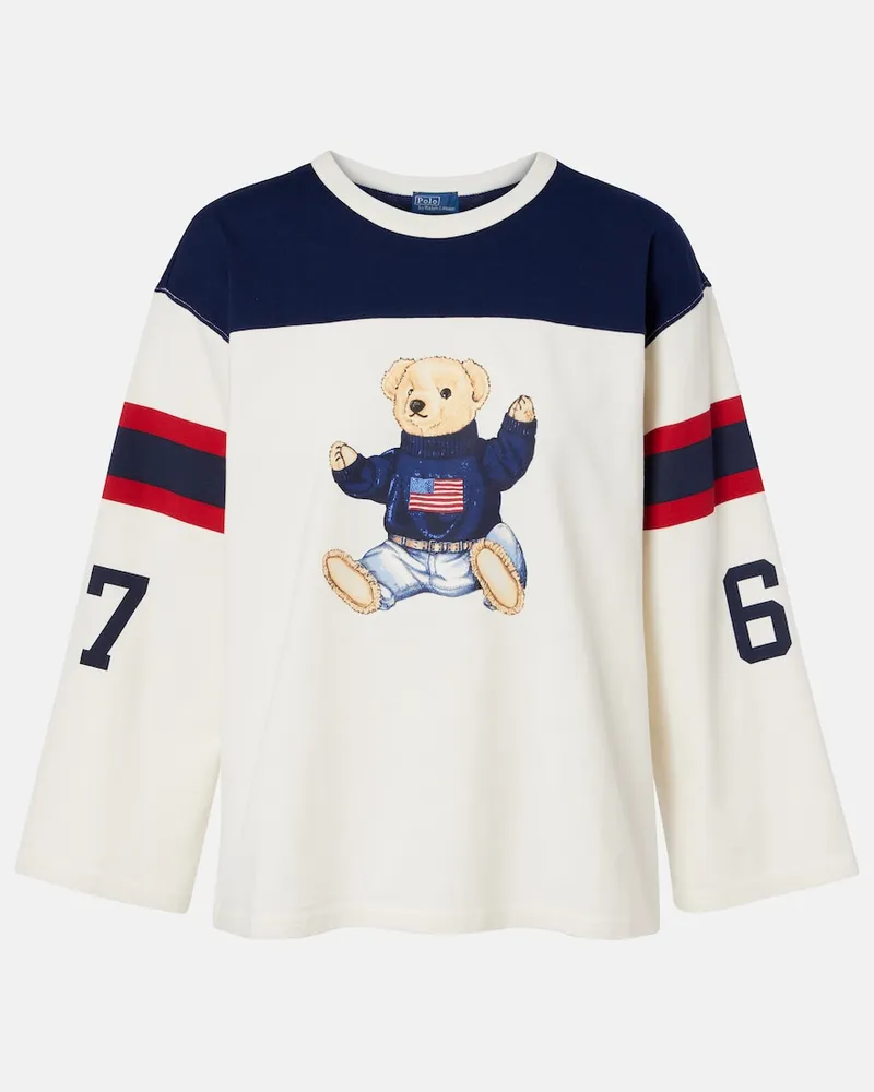 Ralph Lauren Bedrucktes Sweatshirt aus Baumwoll-Jersey Weiß