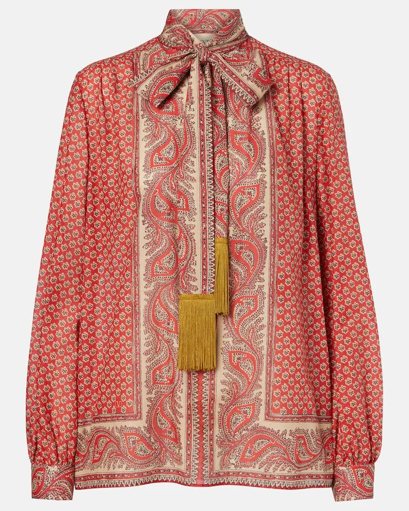 Valentino Garavani Bedruckte Schluppenbluse aus Baumwolle Multicolor