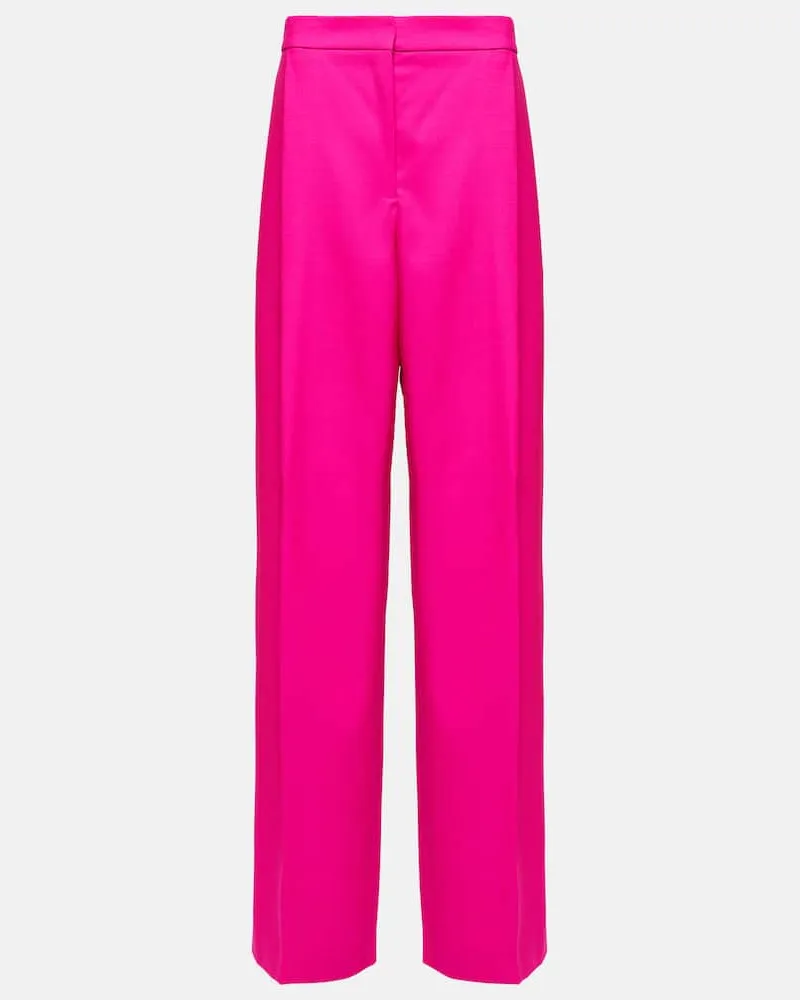 Oscar de la Renta High-Rise-Hose aus Wolle und Mohair Rosa
