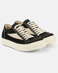 Rick Owens High-Top Sneakers aus Denim mit Veloursleder Schwarz