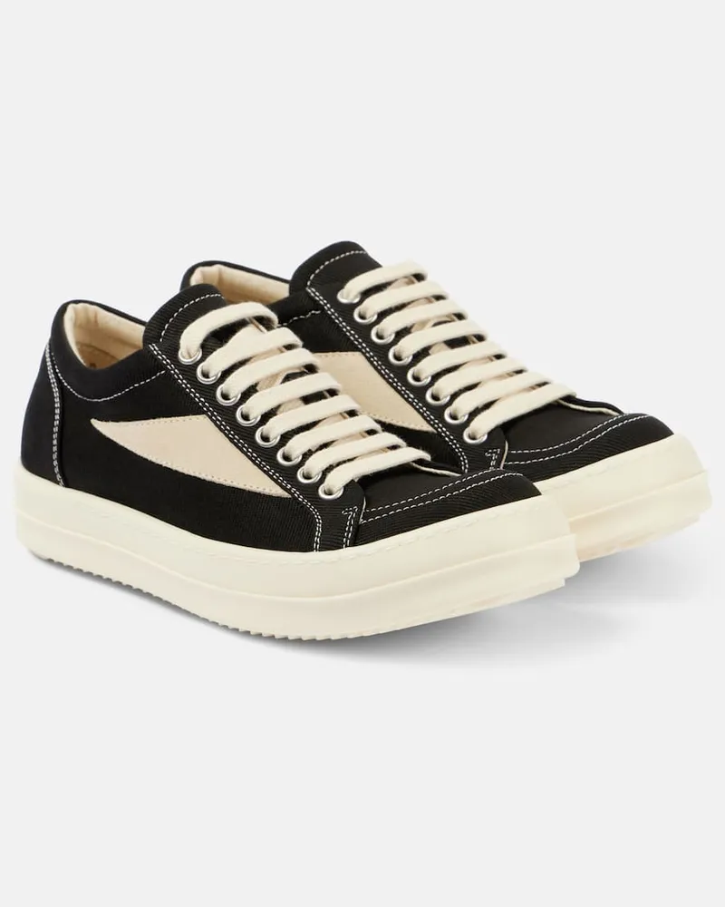 Rick Owens High-Top Sneakers aus Denim mit Veloursleder Schwarz