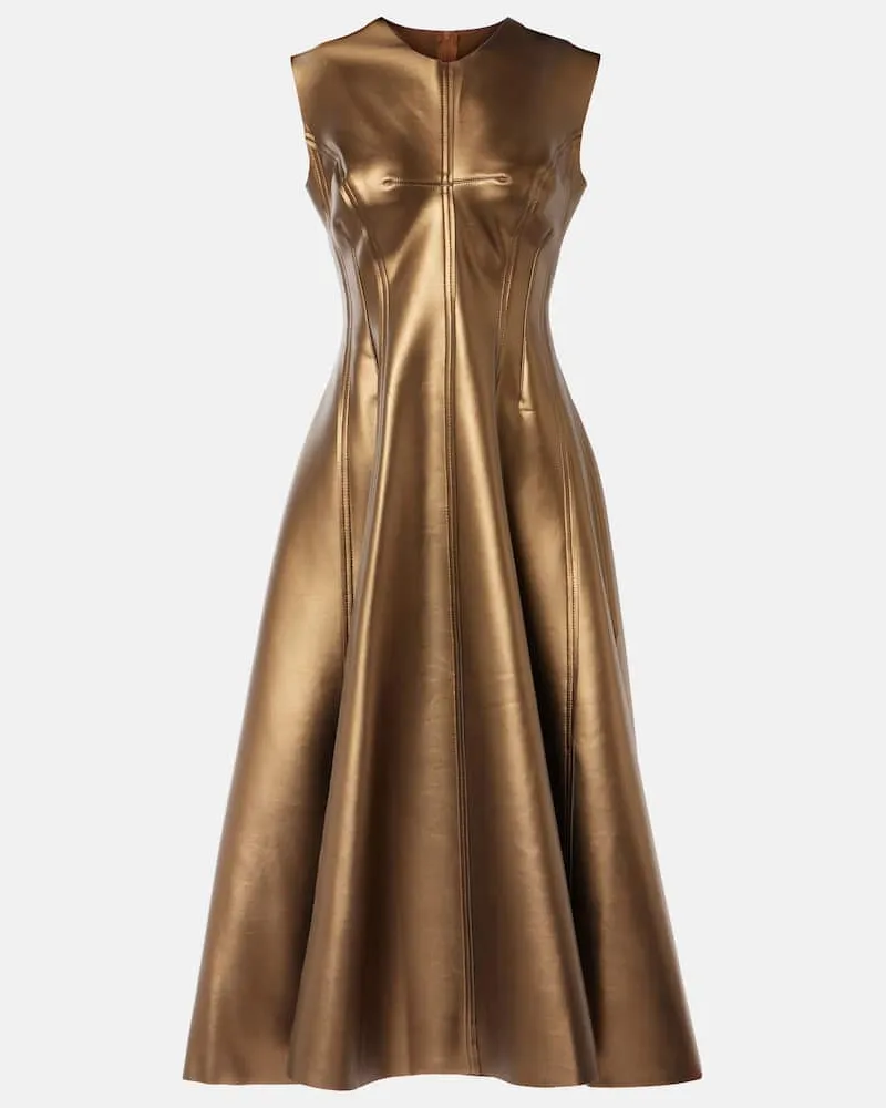 Norma Kamali Midikleid aus Lederimitat Metallic