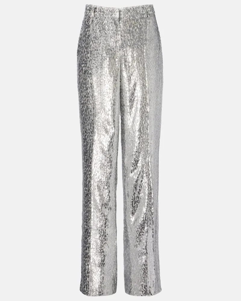 Stella McCartney Weite Hose aus Fil Coupé-Lamé Silber