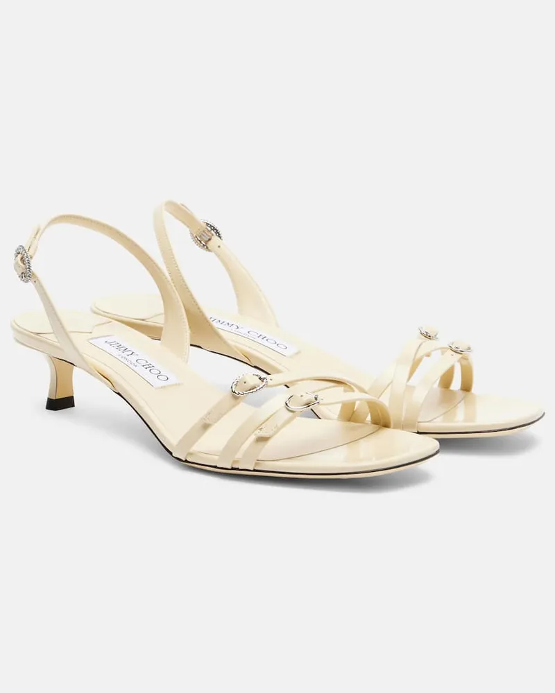Jimmy Choo Slingback-Sandalen Kaira aus Lackleder Weiß