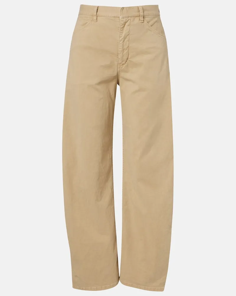 Nili Lotan Hose Tribeca aus Baumwoll-Twill Beige