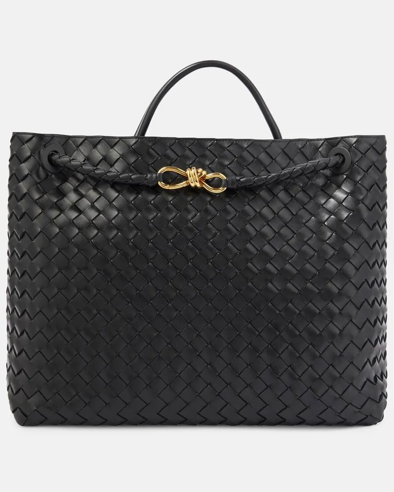 Bottega Veneta Tote Bag Andiamo Large aus Leder Schwarz