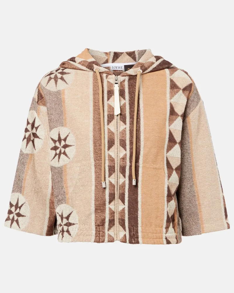 Loewe Paula's Ibiza Bedruckte Kapuzenjacke aus Frottee Nude