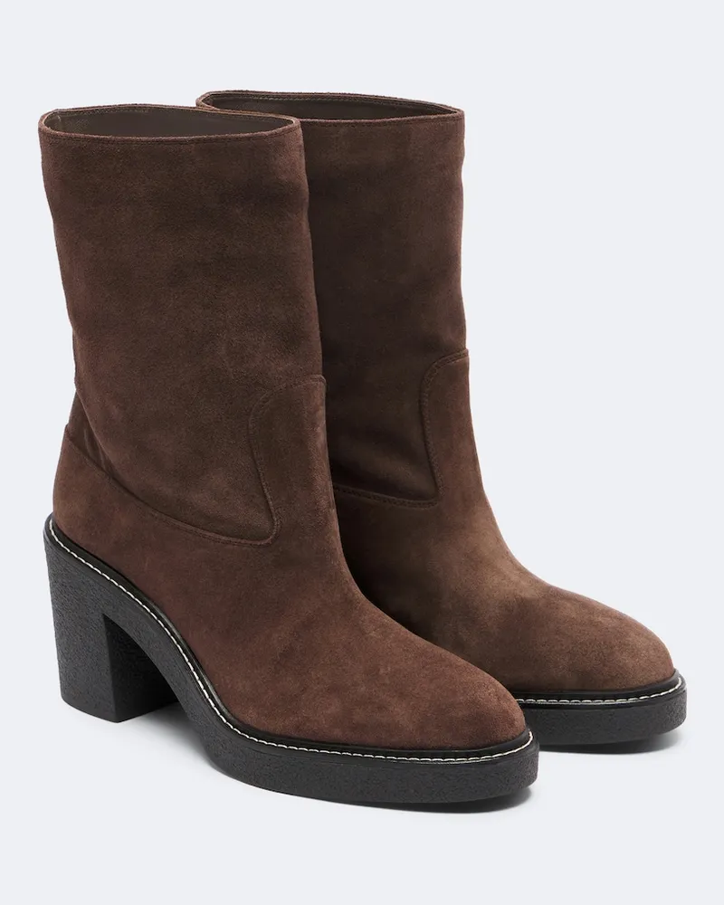 Aquazzura Ankle Boots Valley aus Veloursleder Braun