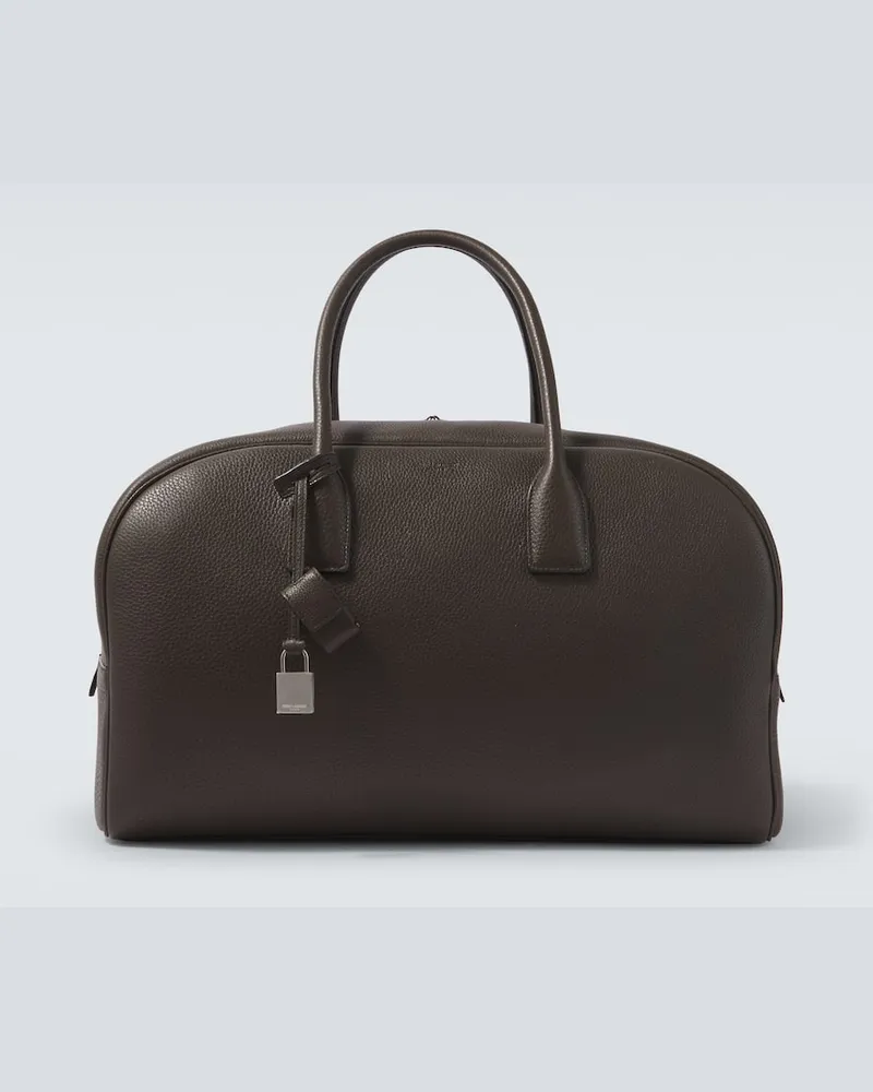 Saint Laurent Weekender Bowling Small aus Leder Braun