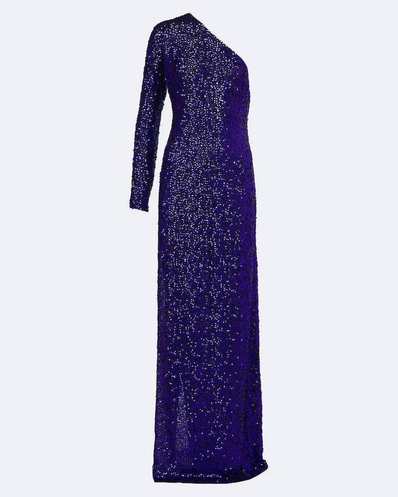 Gucci One-Shoulder Robe aus Seide mit Pailletten Violett