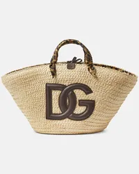 Dolce & Gabbana Tote Kendra aus Raffiabast mit Leder Beige