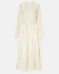 Ulla Johnson Robe Palermo aus Baumwolle und Seide mit Spitze Weiss