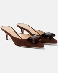 Gianvito Rossi Verzierte Mules Jaipur 55 aus Veloursleder Braun