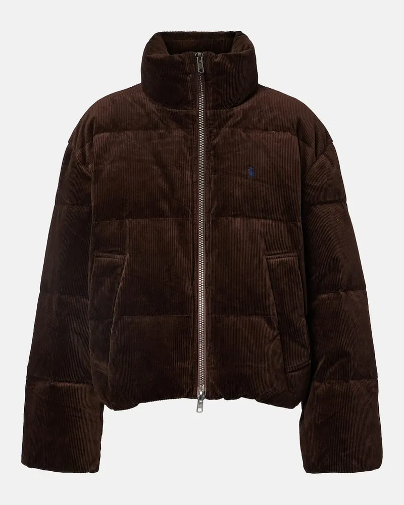 Ralph Lauren Daunenjacke aus Baumwoll-Cord Braun