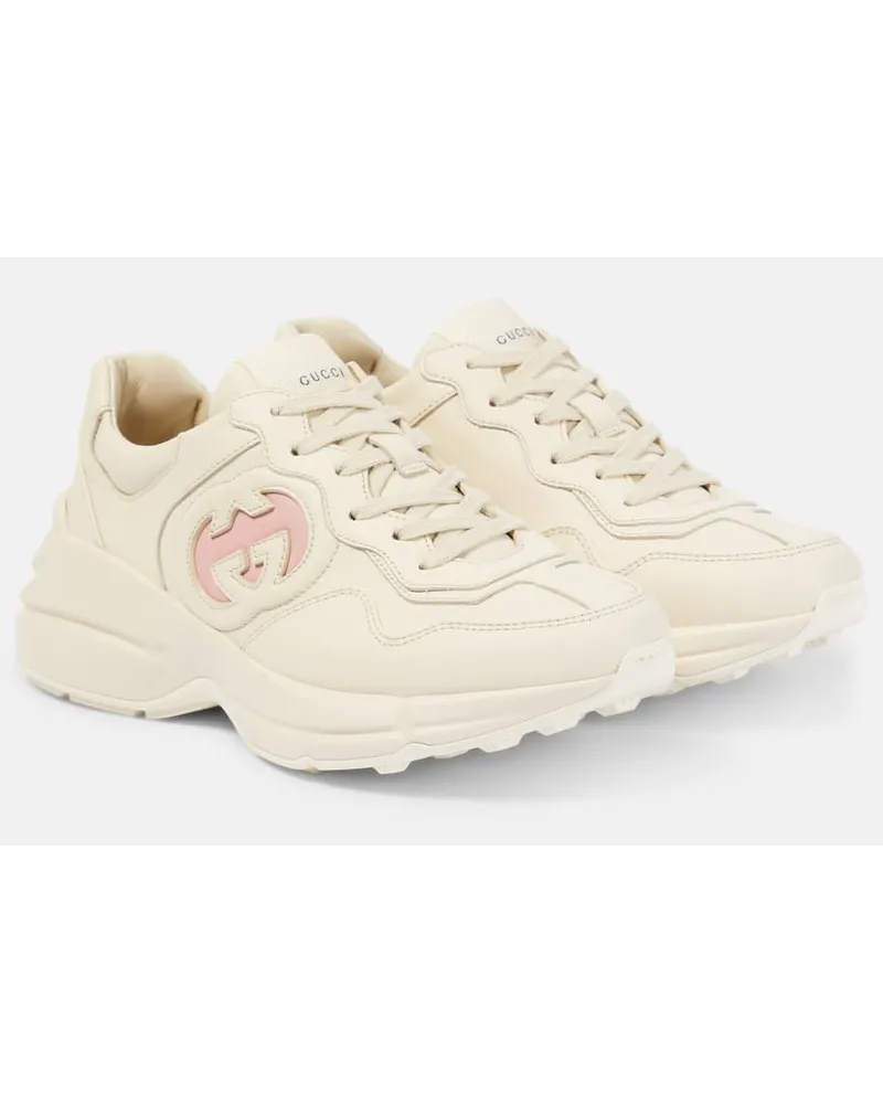 Gucci Sneakers Rhyton aus Leder Weiss