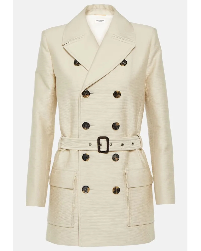 Saint Laurent Jacke Saharienne aus Wolle und Baumwolle Beige