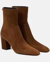 Saint Laurent Ankle Boots Betty 70 aus Veloursleder Braun