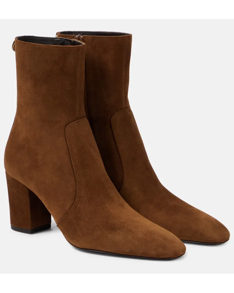 Saint Laurent Ankle Boots Betty 70 aus Veloursleder Braun