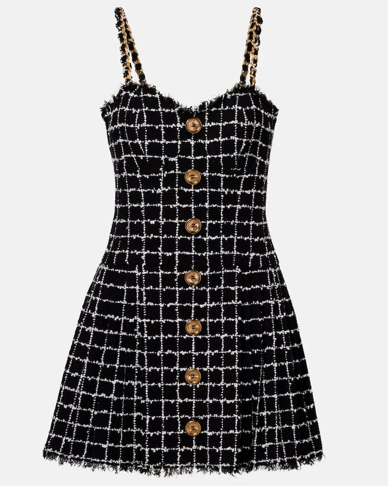 Balmain Minikleid aus Tweed Schwarz