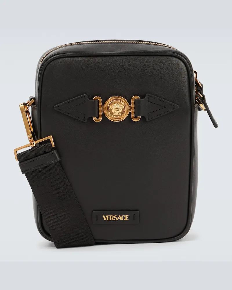 Versace Messenger Bag aus Leder Schwarz