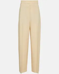 The Row High-Rise-Hose Gordon aus Schurwolle Beige