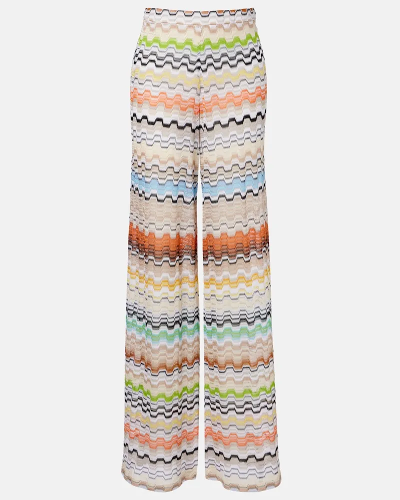 Missoni Weite High-Rise-Hose aus Häkelstrick Multicolor