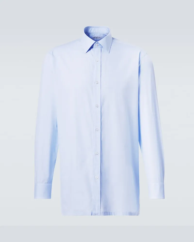 Charvet Hemd aus Baumwollpopeline Blau
