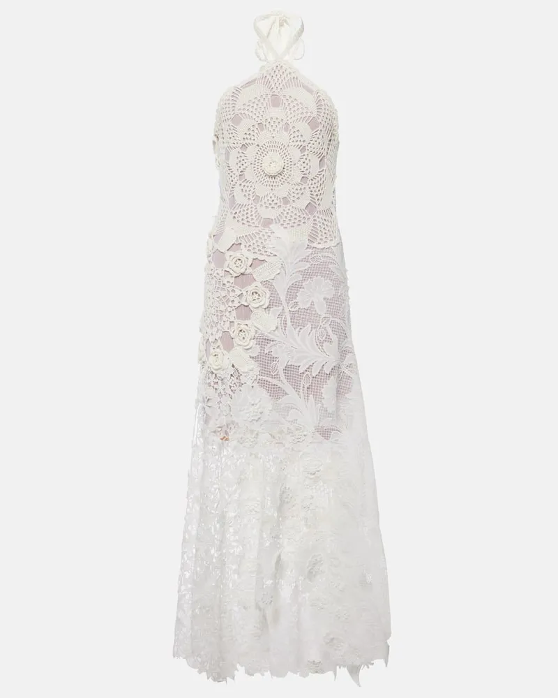 Oscar de la Renta Robe aus Guipure-Spitze Weiß