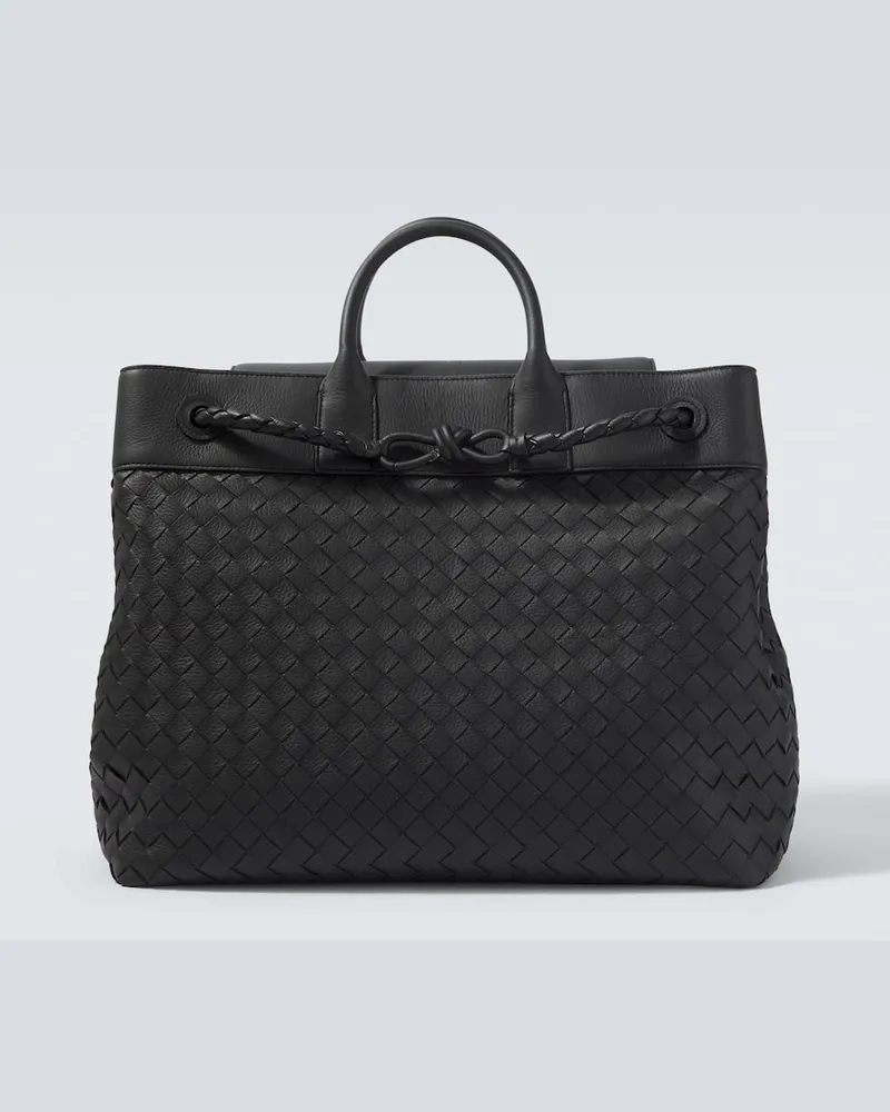 Bottega Veneta Weekender Intrecciato aus Leder Schwarz
