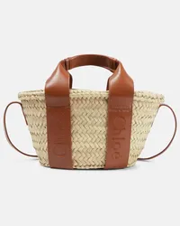 Chloé Chloe Tote Sense Mini aus Raffiabast Beige