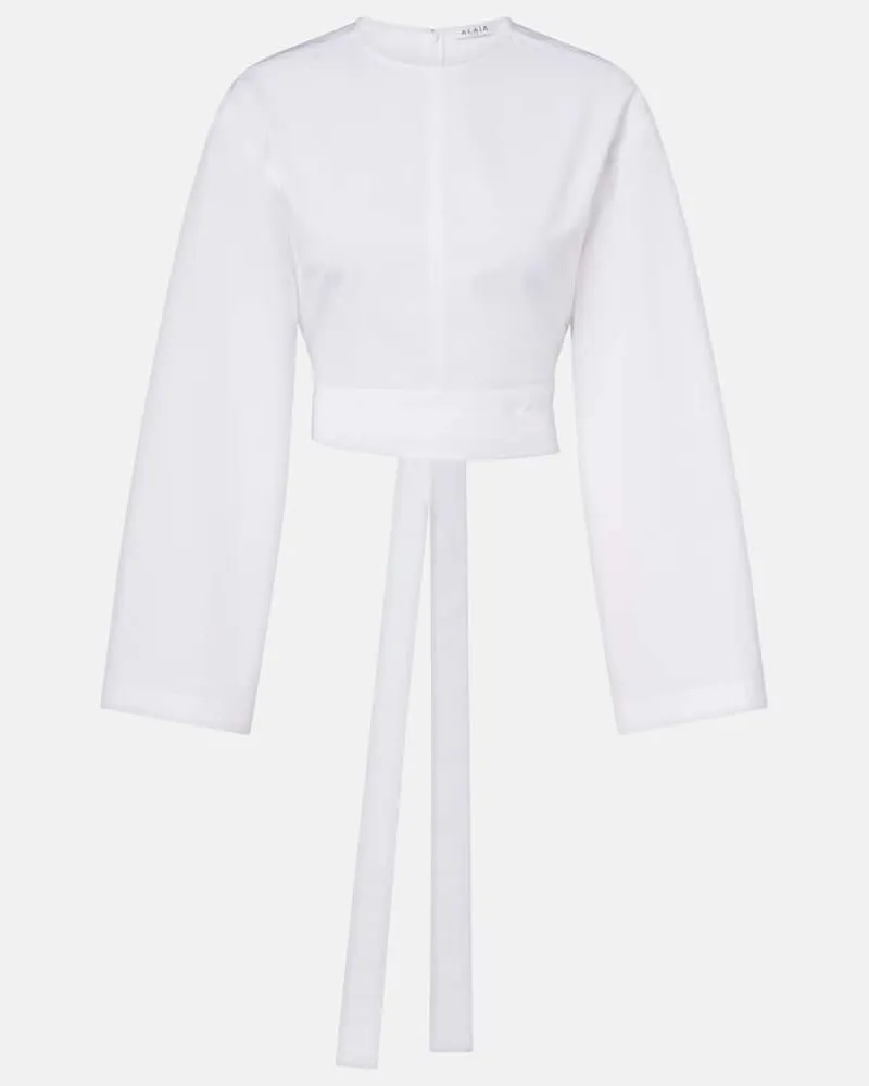Alaïa Alaïa Cropped-Top aus Baumwollpopeline Weiß