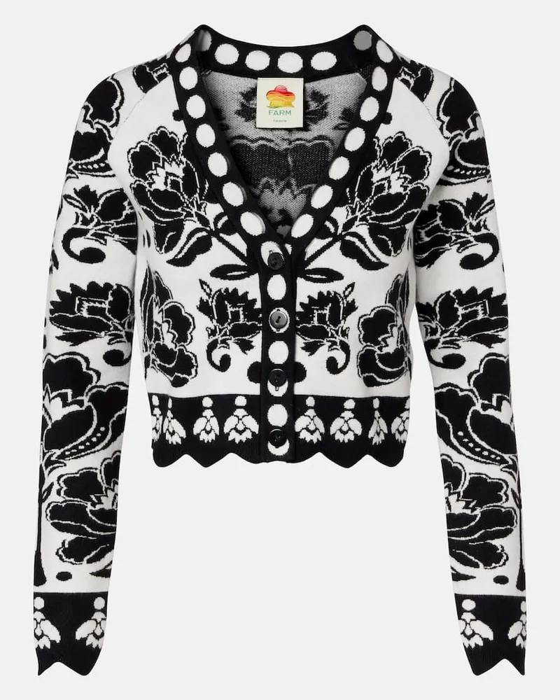 FARM Rio Cardigan Floral Arabesque aus Jacquard Schwarz