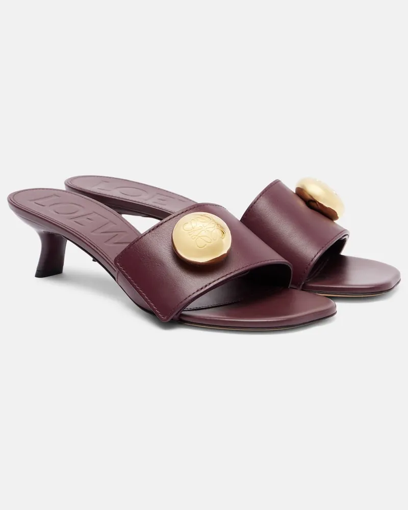 Loewe Pantoletten Anagram aus Leder Burgund