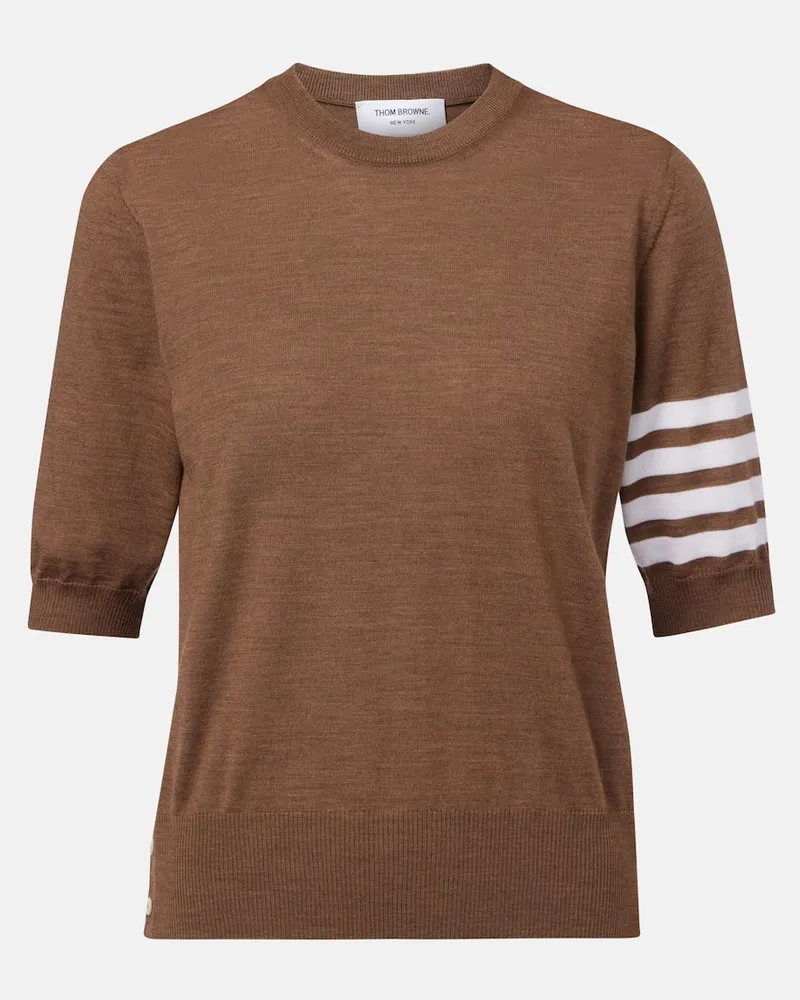 Thom Browne Pullover 4-Bar aus Wolle Braun